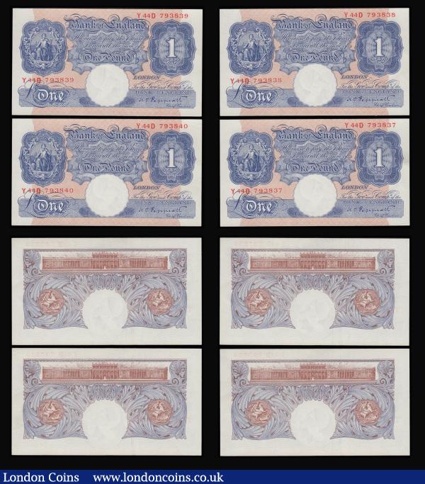 One Pounds Peppiatt Blue shades 1940 B249 (10) consecutives Y44D 793831 - 840 Unc : English Banknotes : Auction 185 : Lot 175