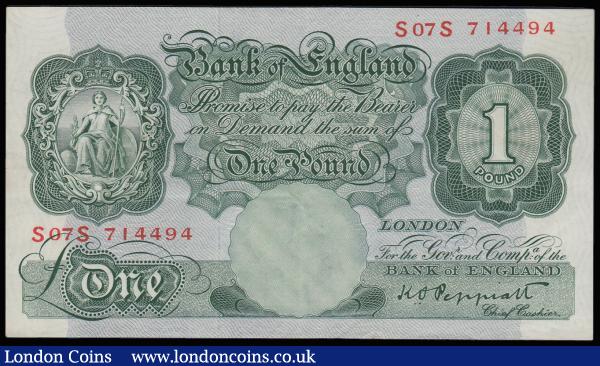 One Pound Peppiatt B261 issued 1948 replacement series S07S 714494 GEF-AU and scarce in all grades : English Banknotes : Auction 185 : Lot 189