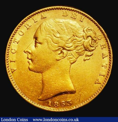 Sovereign 1863 Roman 1 in date, No Die Number, Marsh 46B (listed as 1 over inverted 1), LCGS variety 04, S.3852D, VF the reverse slightly better, in an LCGS holder and graded LCGS 45, Rare, rated R2 by Marsh/Hill : English Coins : Auction 185 : Lot 1902
