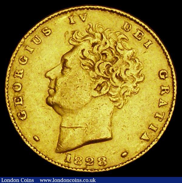 Half Sovereign 1828 Marsh 409, S.3804A, Fine with a heavier contact mark on either side : English Coins : Auction 185 : Lot 2477