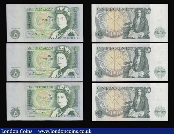 One Pound Somerset B341 issued 1981 very last run DY21 prefix (5) generally AU-UNC : English Banknotes : Auction 185 : Lot 301