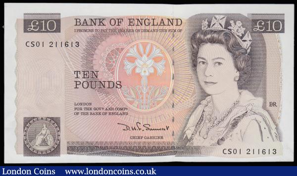 Ten Pounds Somerset QE2 pictorial & Florence Nightingale B349 Brown L Reverse issue 1987 very FIRST RUN CS01 211613 UNC and scarce : English Banknotes : Auction 185 : Lot 311