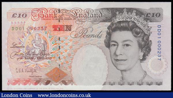 Ten Pounds Kentfield B369 issued 1993 first series DD01 0000237, Pick386a, Unc : English Banknotes : Auction 185 : Lot 351