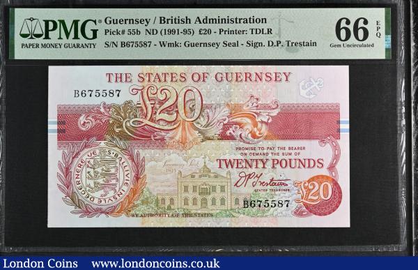Guernsey 20 Pounds 1991 Pick 55b Trestain E978984 Gem Uncirculated PMG 66 EPQ : World Banknotes : Auction 185 : Lot 500