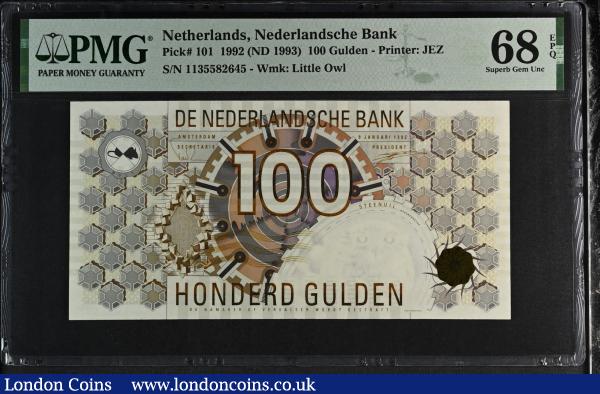 Netherlands 100 Gulden (1992 ND 1993) Pick 101 Superb Gem Unc PMG 68 EPQ desirable thus : World Banknotes : Auction 185 : Lot 528