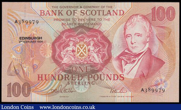 Scotland Bank of Scotland 100 Pounds dated 9th February 1994, series A389979 Pick 118A AU and seldom offered  : World Banknotes : Auction 185 : Lot 557