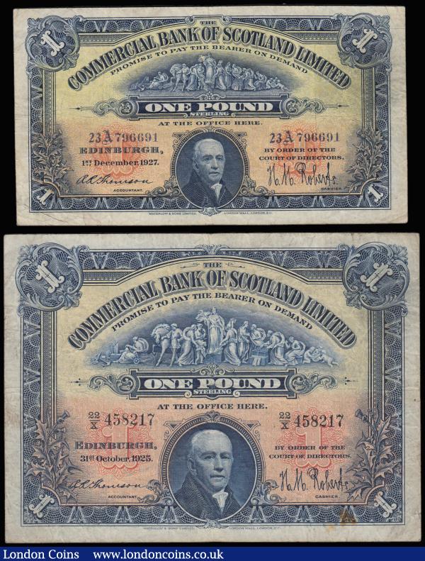 Scotland Commercial Bank of Scotland Limited 1 Pounds (2) 31 October 1925 Fine and 1 December 1927 pleasant Fine : World Banknotes : Auction 185 : Lot 579