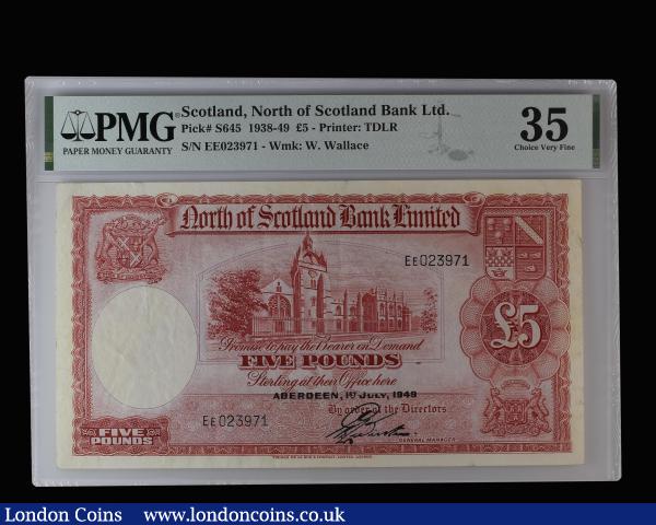 Scotland North of Scotland £5 dated 1st July 1948 series EE 023971, Pick s645, Choice Very Fine PMG 35 : World Banknotes : Auction 185 : Lot 587
