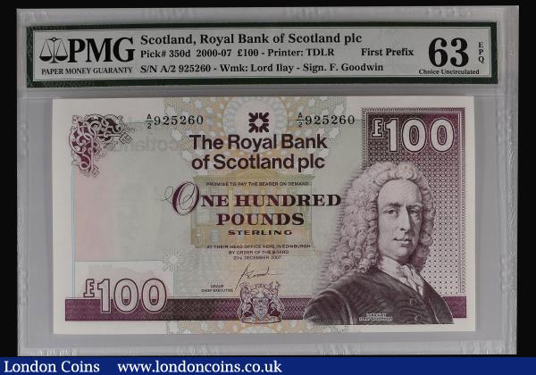 Scotland Royal Bank of Scotland Ltd 100 Pounds dated 20 December 2007 series A/2 925260, Pick 350d Choice Uncirculated PMG 63 EPQ  : World Banknotes : Auction 185 : Lot 592