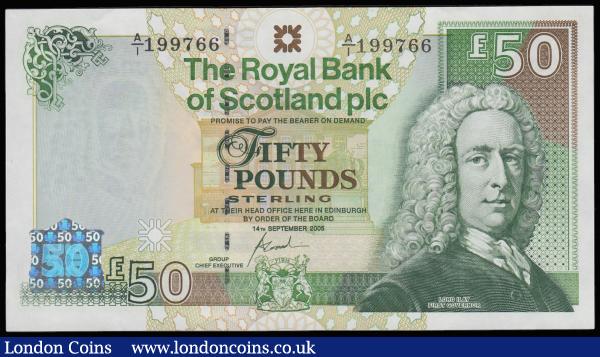 Scotland The Royal Bank of Scotland PLC 50 Pounds 14 September 2005 A/1 199766 Unc or near so : World Banknotes : Auction 185 : Lot 611