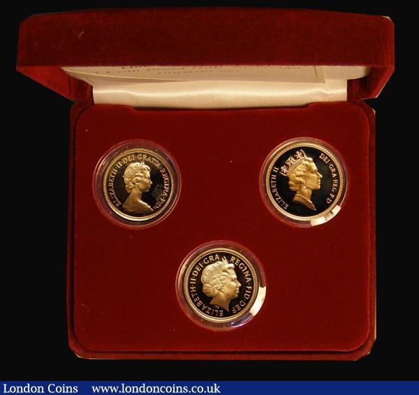 Half Sovereigns a 3-coin set 'Her Majesty Queen Elizabeth II Half Sovereign Portrait Set' comprising Half Sovereigns (3) 1983 S.SB1 Gold Proof nFDC lightly toned, 1988 S.SB2 Gold Proof nFDC, 2004 S.SB4 Gold Proof nFDC, in the 3-coin Royal Mint box of issue with certificate : English Cased : Auction 185 : Lot 756