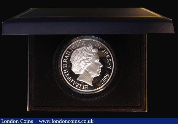 Jersey Ten Pounds 2009 St George and the Dragon 5 ounce Silver Proof with gold highlights FDC in Westminster's presentation case with certificate : World Cased : Auction 185 : Lot 931