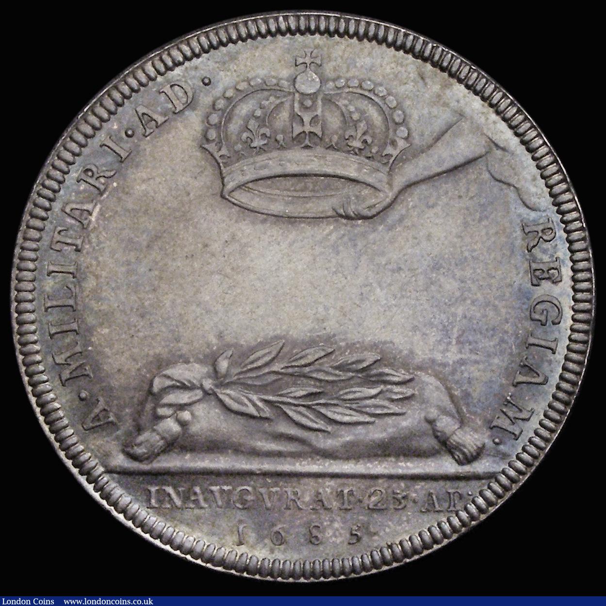 London Coins : A185 : Lot 1017 : Coronation of James II 1685 34mm diameter in silver by J.Roettier The official Coronation issue, Obv...