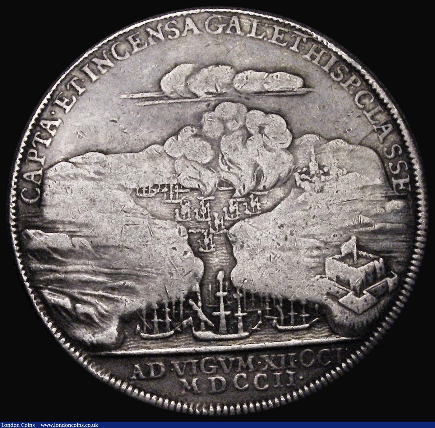 London Coins : A185 : Lot 1028 : Expedition to Vigo Bay 1702 37mm diameter in silver by J. Croker, Obverse: Obverse: Bust left, crown...