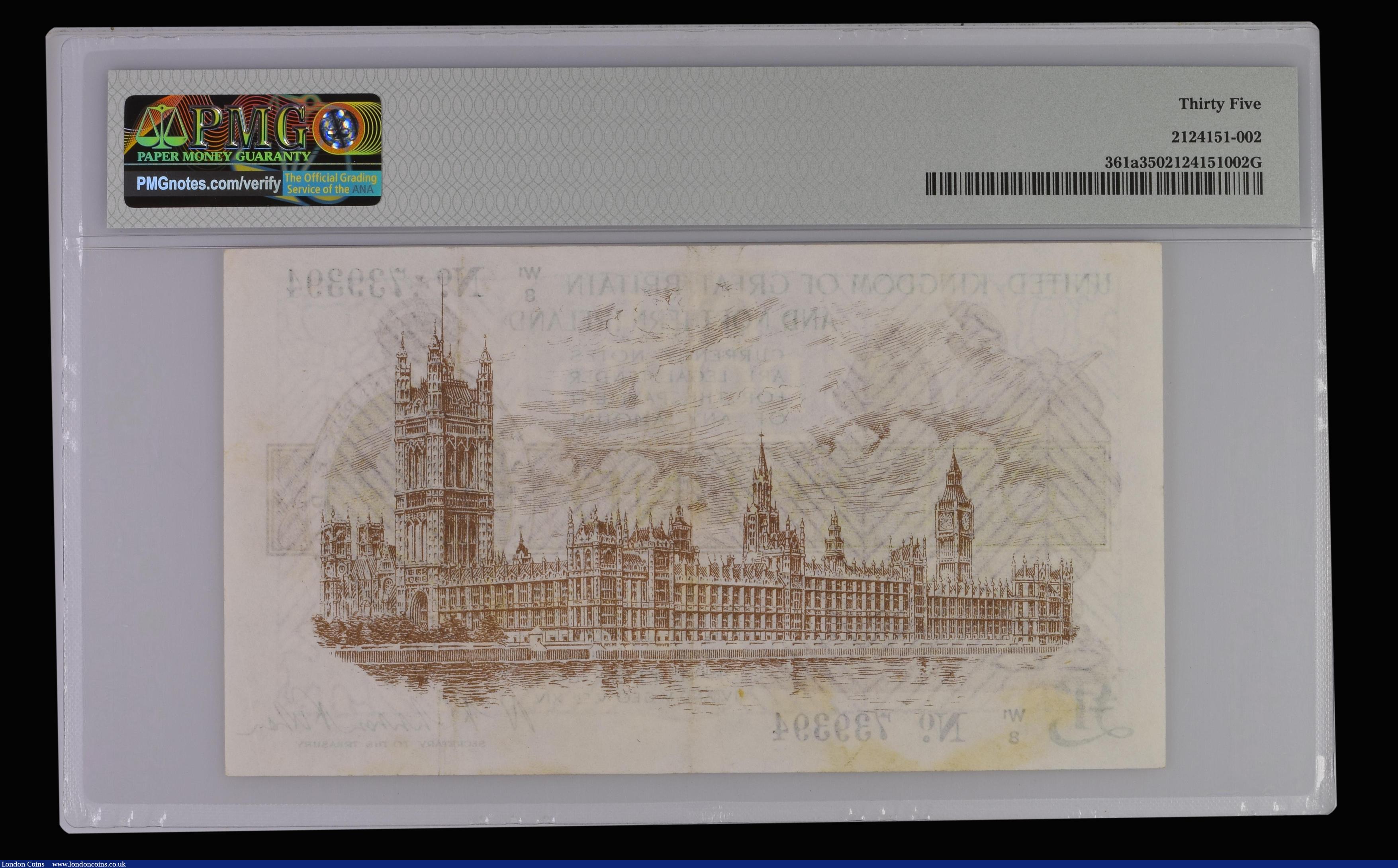 London Coins : A185 : Lot 105 : One Pound Warren Fisher T34 issued 1927 W1/8 739394, Choice Very Fine PMG 35
