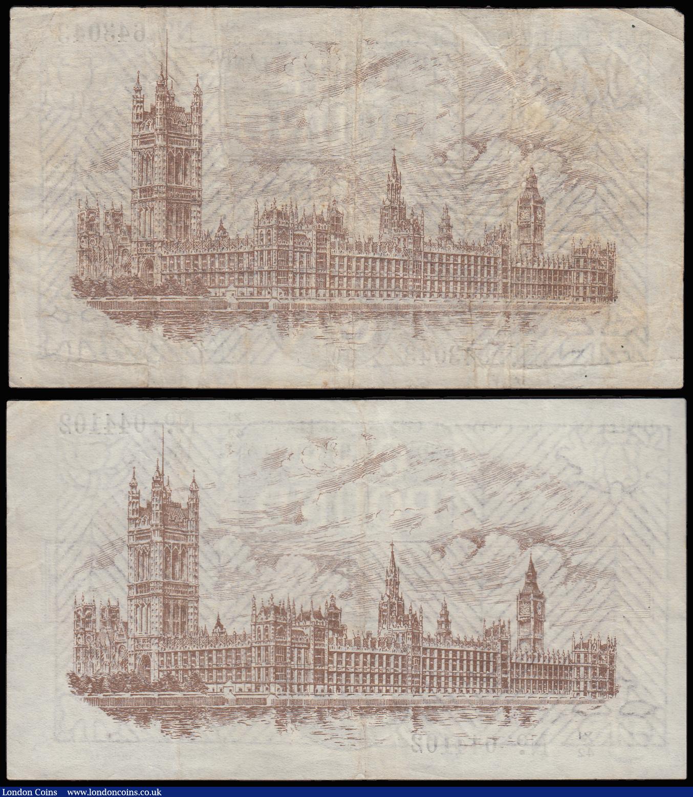 London Coins : A185 : Lot 106 : One Pound Warren Fisher T34 issued 1927, last series No. with dot, portrait King George V at right, ...