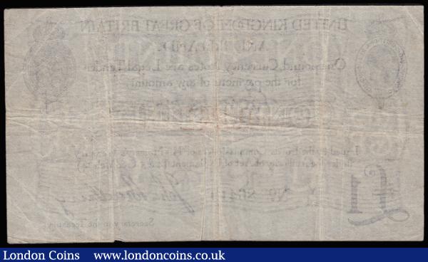 One Pound Bradbury T11.1 issued 1914, series V/44 86419, King George V at top left, (Pick349a), bold and pleasant Fine with one tiny nick bottom edge : English Banknotes : Auction 185 : Lot 11