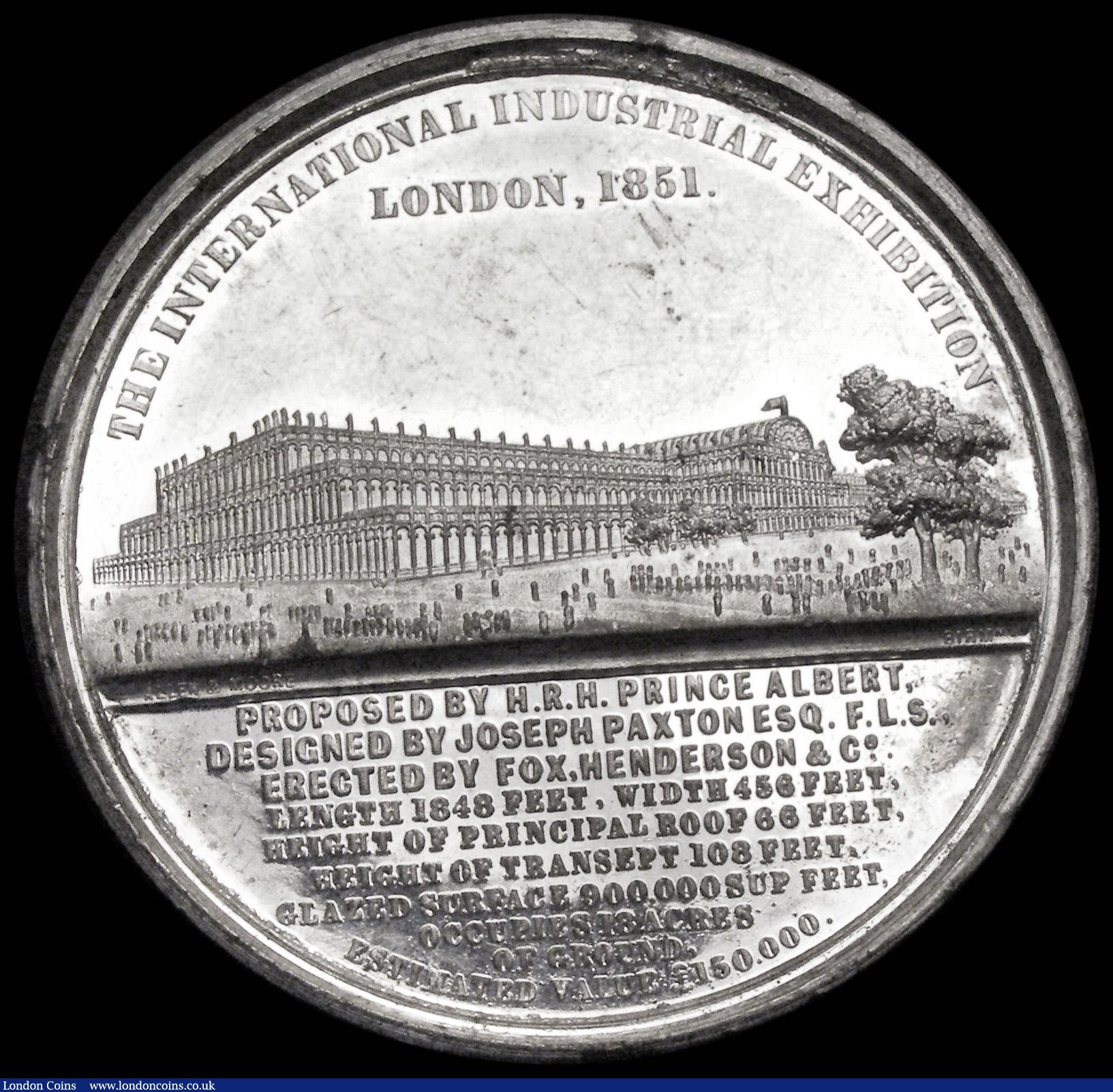 London Coins : A185 : Lot 1183 : The Great Exhibition 1851, 52mm diameter in White Metal by Allen & Moore, Obverse: Crowned Gothi...