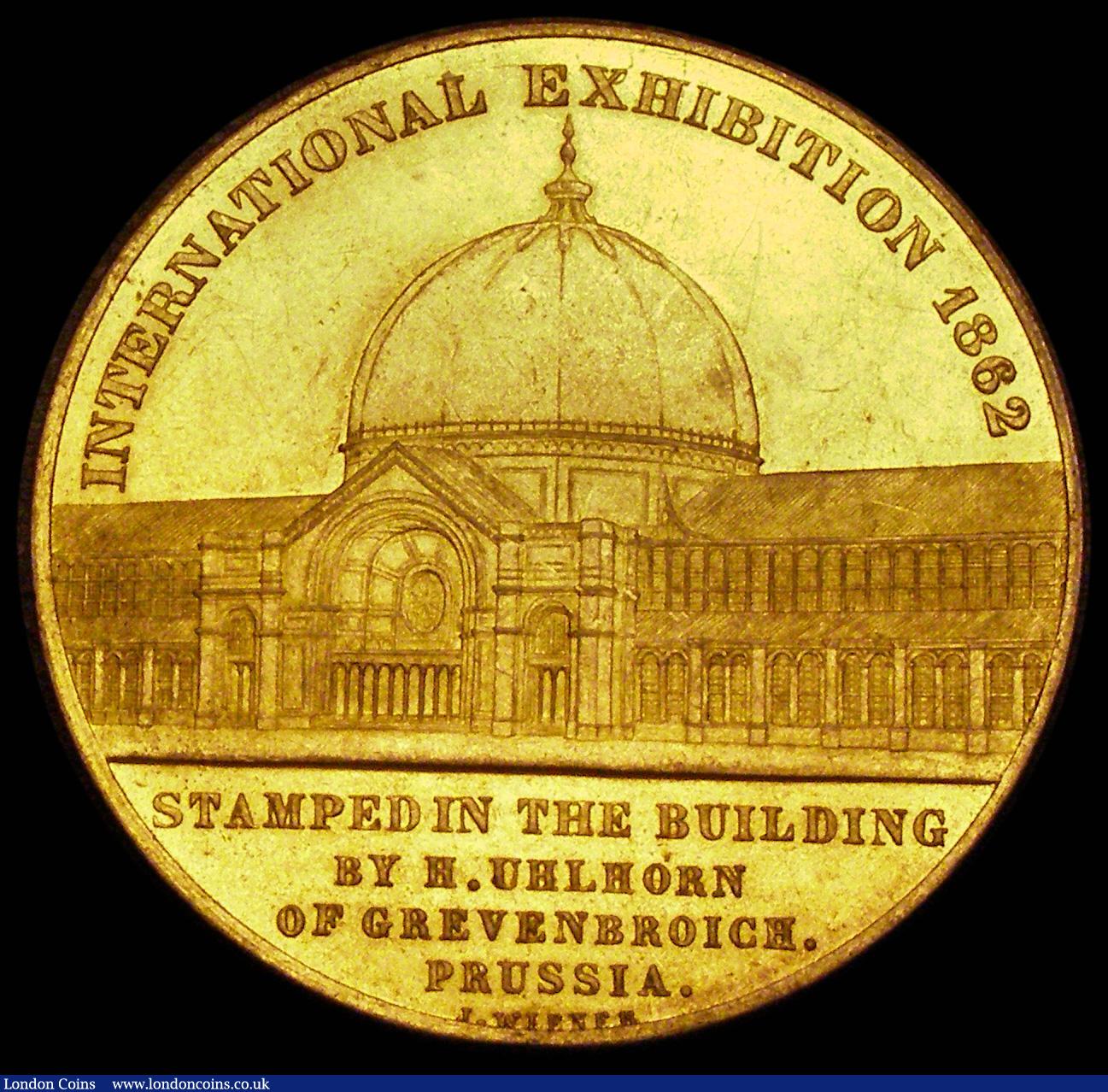 London Coins : A185 : Lot 1202 : International Exhibition 1862 41mm diameter in Gilt copper, by C. Schnitzpahn and J. Wiener, Obverse...