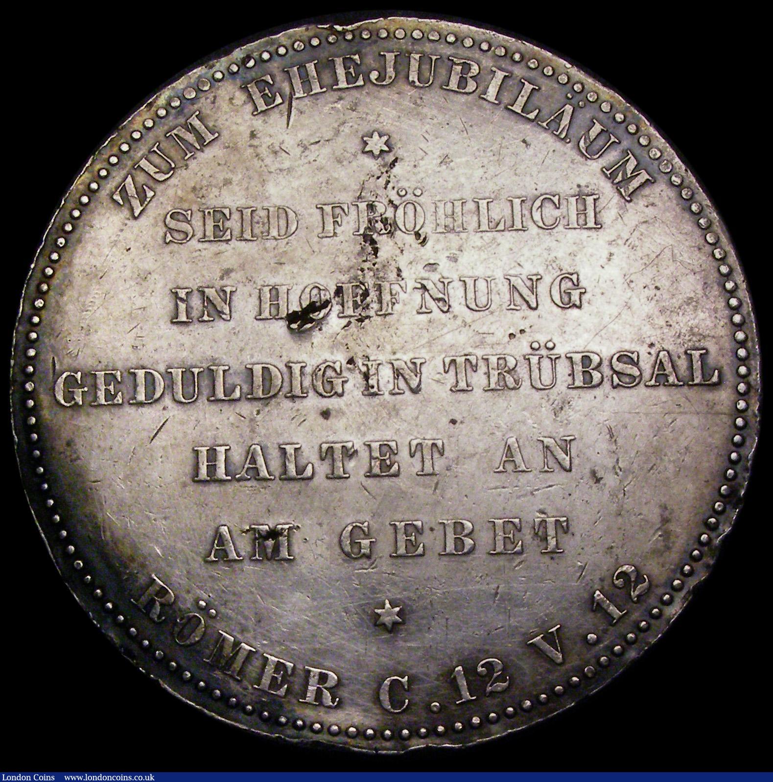 London Coins : A185 : Lot 1227 : German States - Prussia undated (1890) Wedding Anniversary of Wilhelm II and Auguste 45mm diameter i...