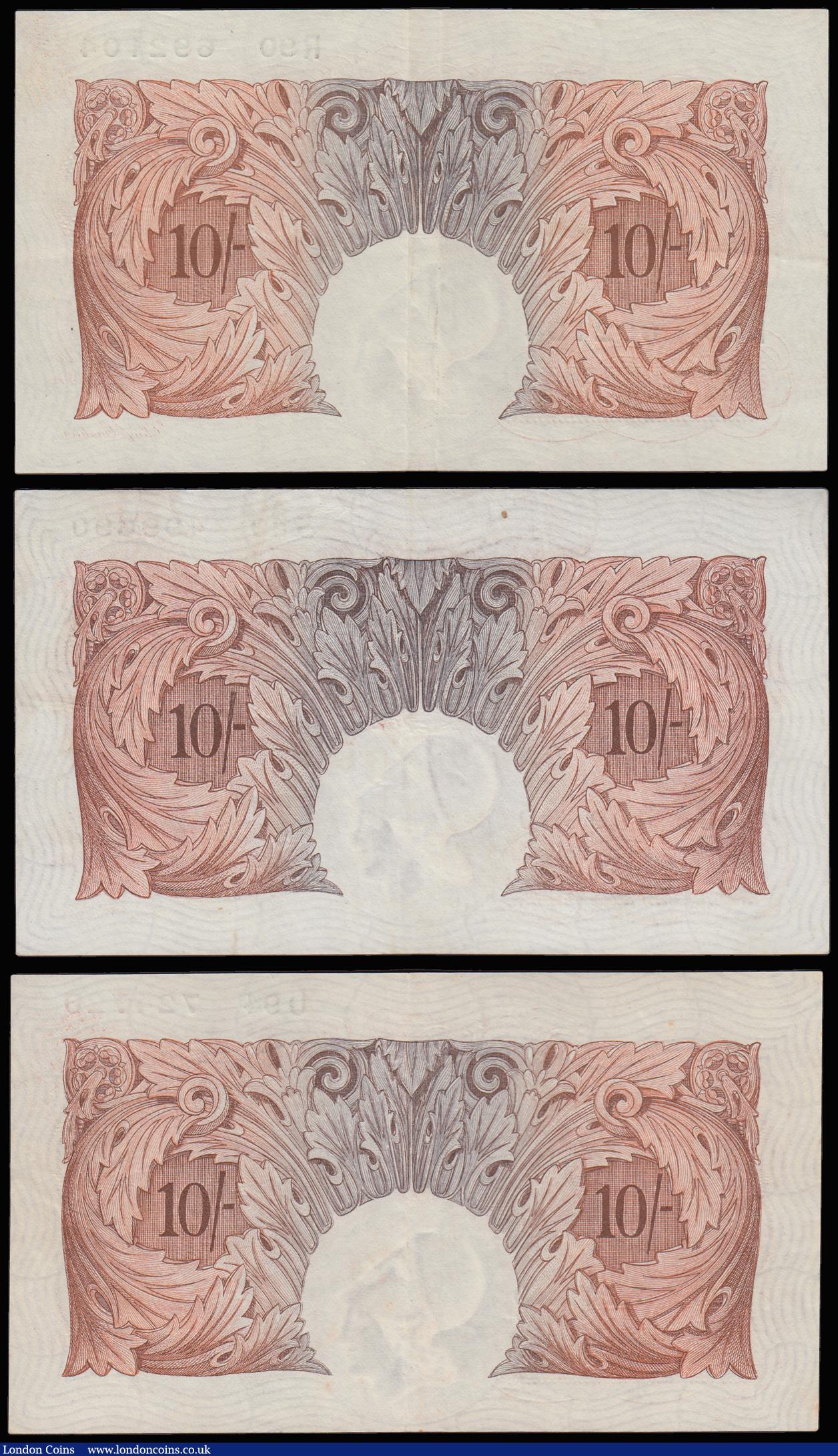 London Coins : A185 : Lot 123 : Ten Shillings Catterns B223 (3) prefixes R90, S49 and U94 generally VF or better