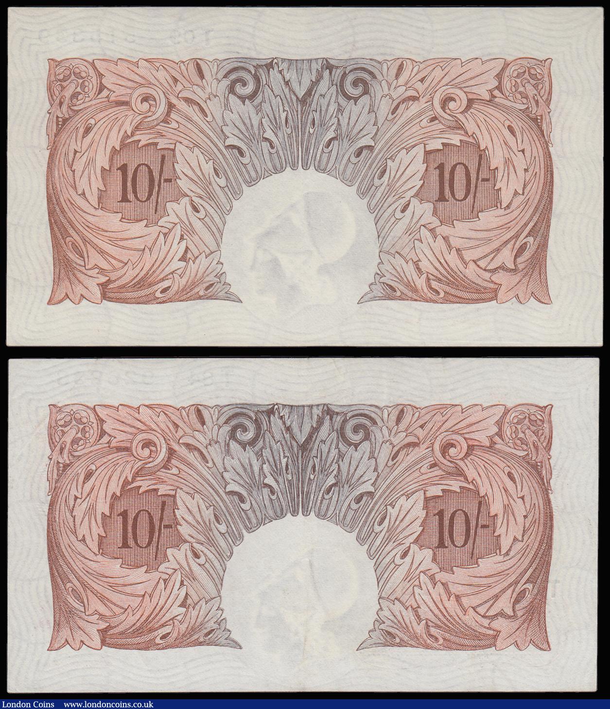 London Coins : A185 : Lot 127 : Ten Shillings Catterns B223 issued 1930 in high grade (2) T09 515339 and T84 926238 both EF