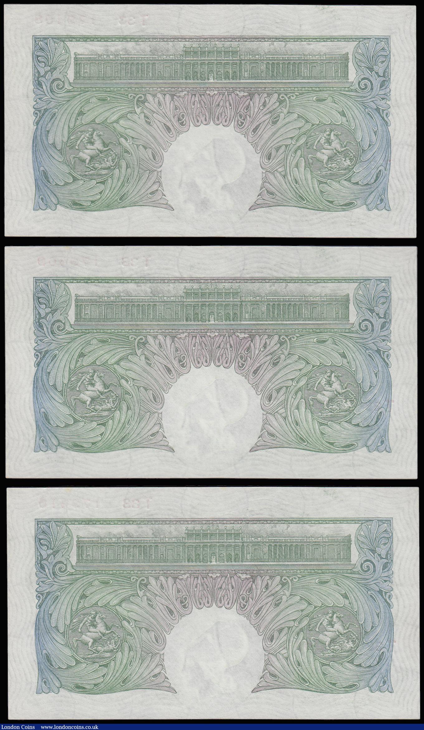 London Coins : A185 : Lot 134 : One Pound Catterns B225 issued 1930 (3 consecutives) T33 179408 - 179410 Unc