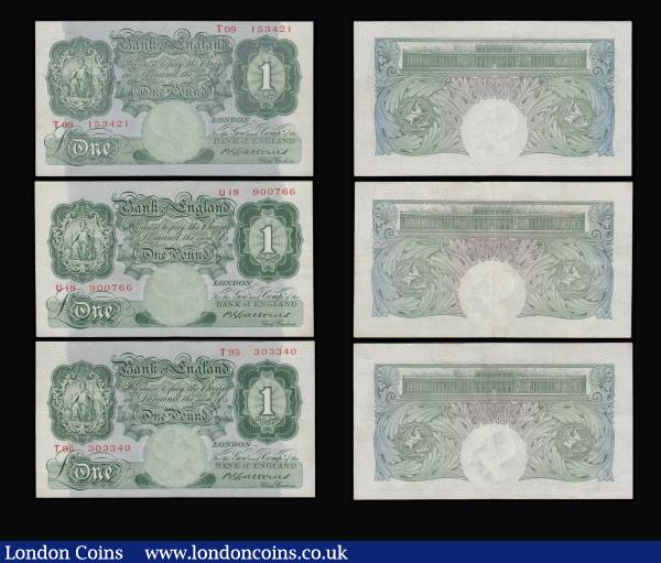 One Pound Catterns B225 issued 1930 (6) average EF mid prefixes a useful group : English Banknotes : Auction 185 : Lot 135