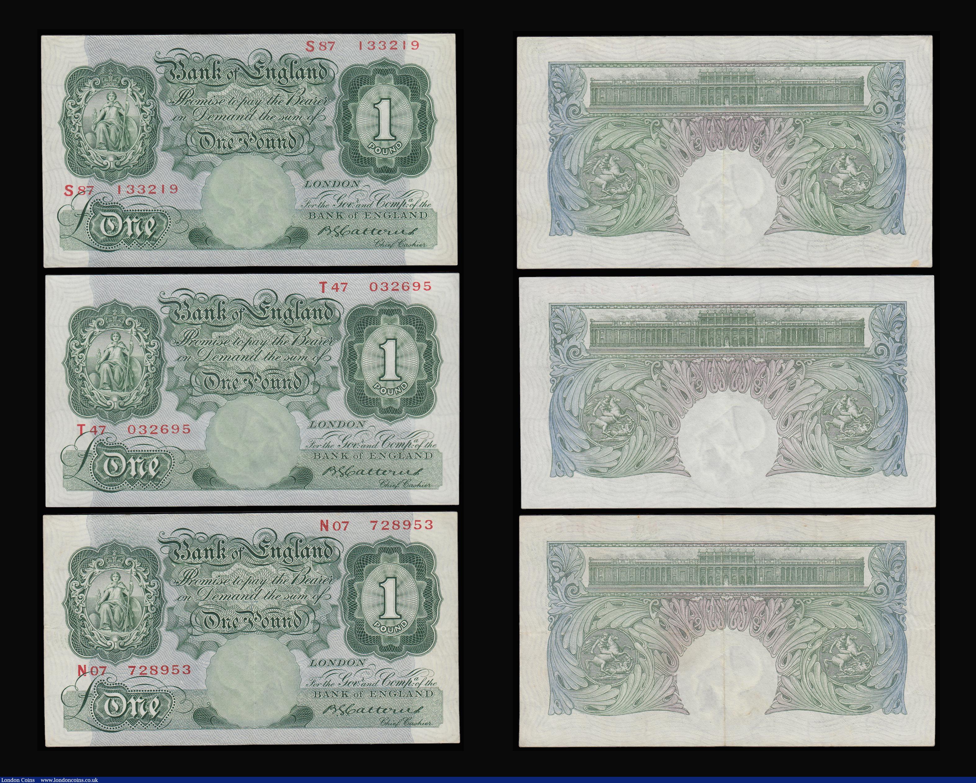 London Coins : A185 : Lot 136 : One Pound Catterns B225 issued 1930 (9) average VF mid prefixes