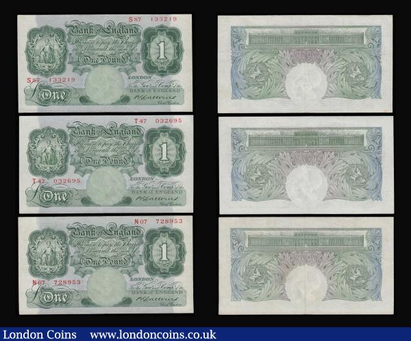 One Pound Catterns B225 issued 1930 (9) average VF mid prefixes : English Banknotes : Auction 185 : Lot 136