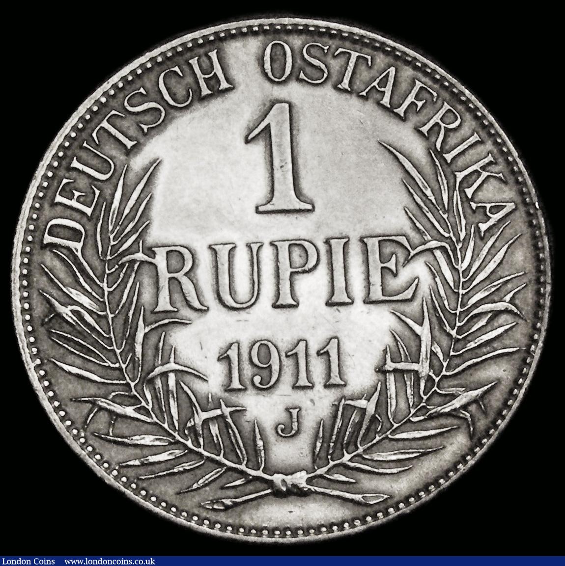 London Coins : A185 : Lot 1428 : German East Africa One Rupie 1911J KM#10 VF brightly cleaned