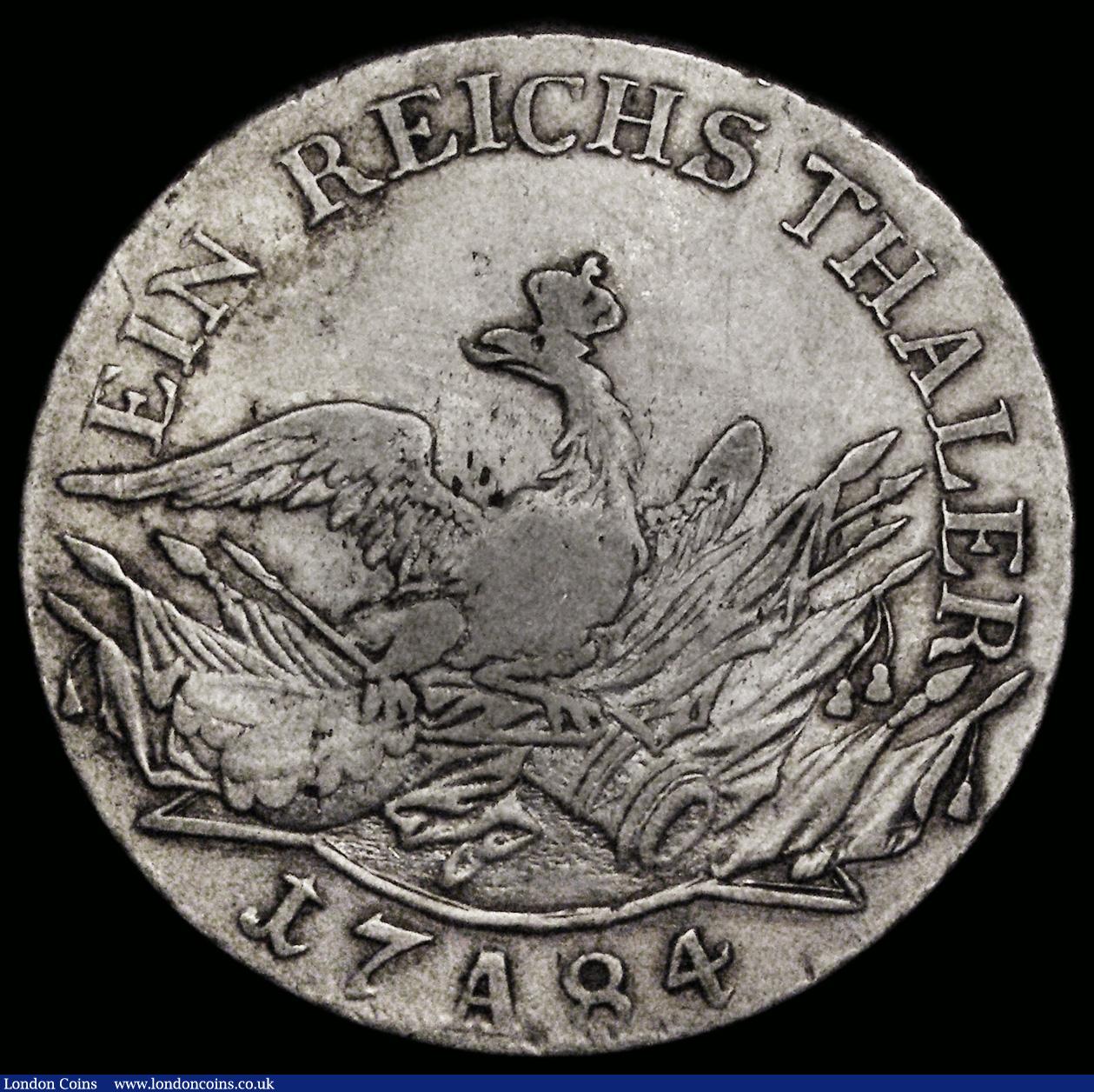 London Coins : A185 : Lot 1440 : German States - Prussia Thaler 1784A KM#332.1 Lightly rubbed on the King' s jawline, Fine with ...