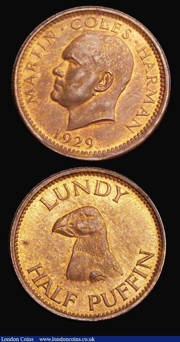 Lundy (2) Puffin 1929 S.7850 EF with traces of lustre, Half Puffin 1929 S.7851 EF with traces of lustre, the obverse with some small spots : World Coins : Auction 185 : Lot 1495