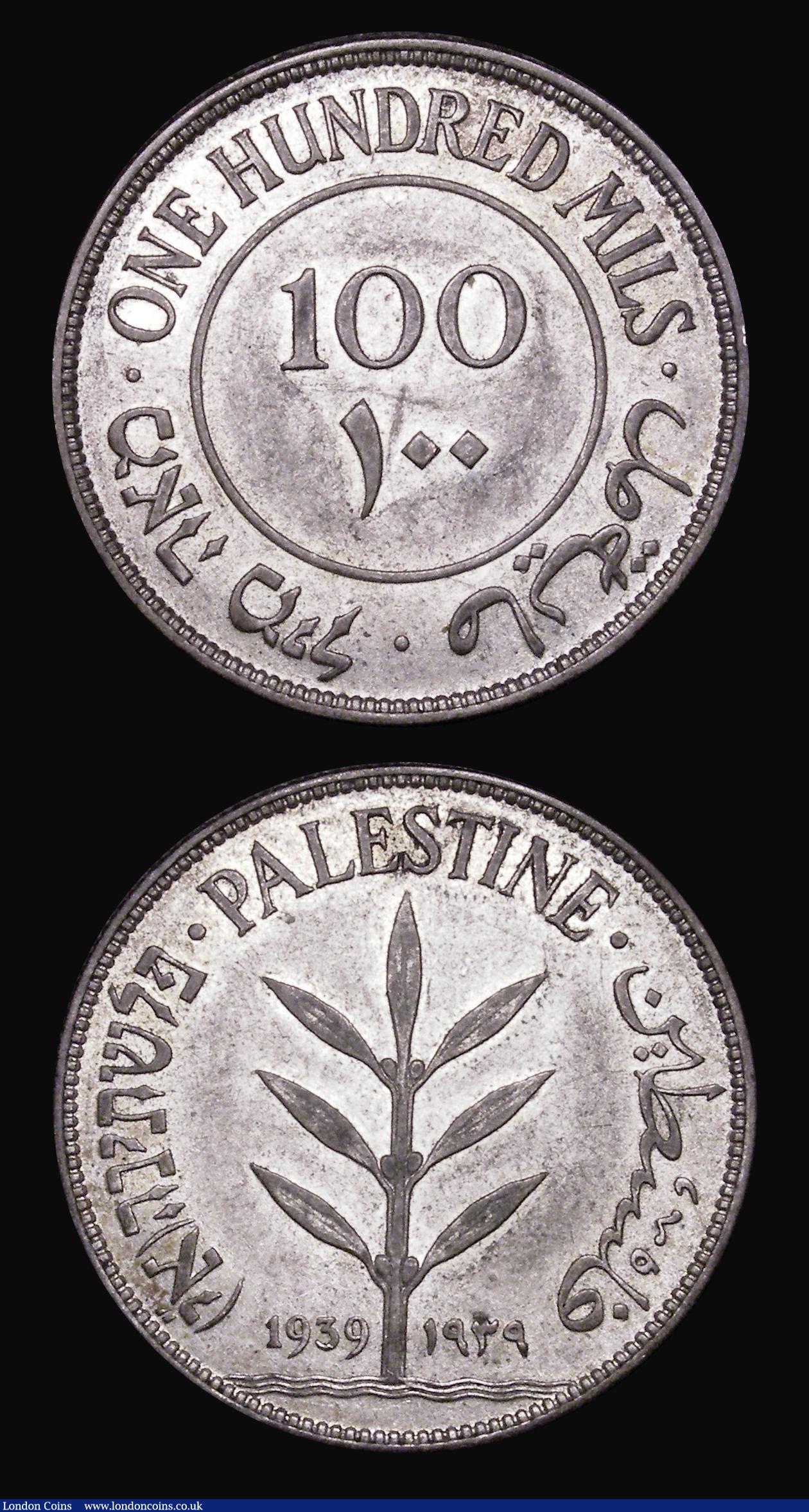 London Coins : A185 : Lot 1516 : Palestine (2) 100 Mils 1939 KM#7 NEF retaining some lustre, 20 Mils 1940 Cupro-Nickel KM#5 Good Fine...