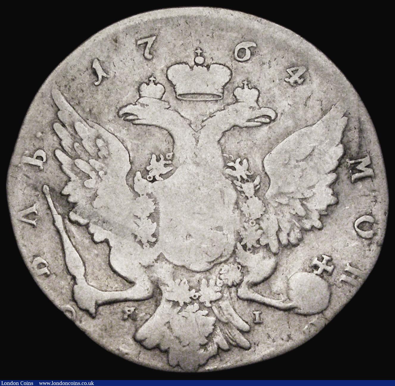 London Coins : A185 : Lot 1538 : Russia, Catherine II, Rouble, 1764, C#67.2a VG struck slightly off-centre