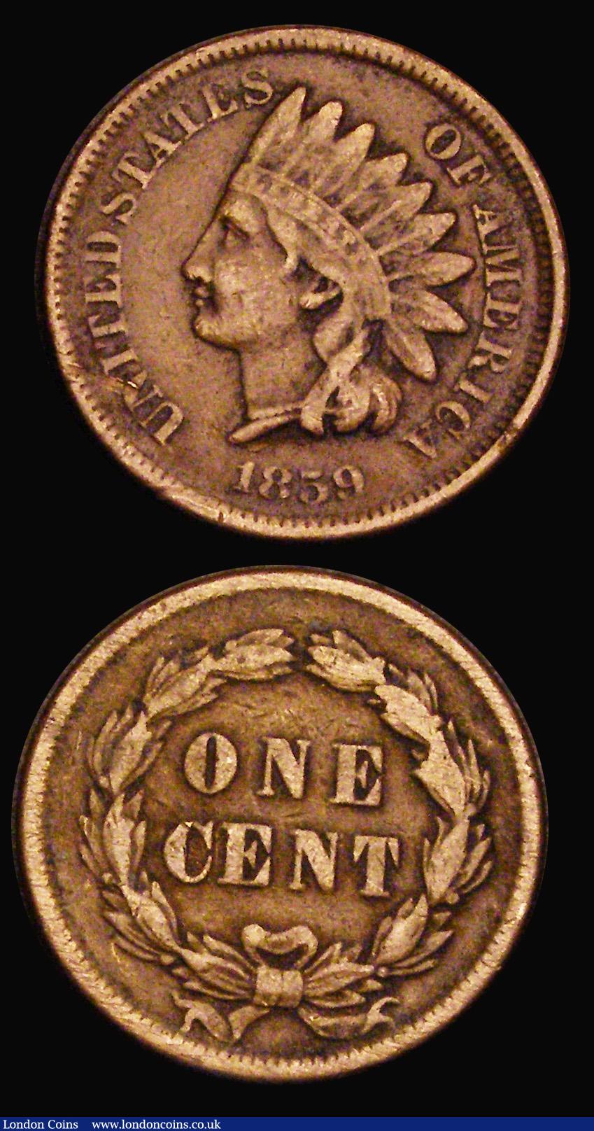 London Coins : A185 : Lot 1582 : USA One Cent (3) 1859 Cupro-Nickel, Breen 1972 About Fine, 1862 Breen 1950 Fine with some dark tonin...