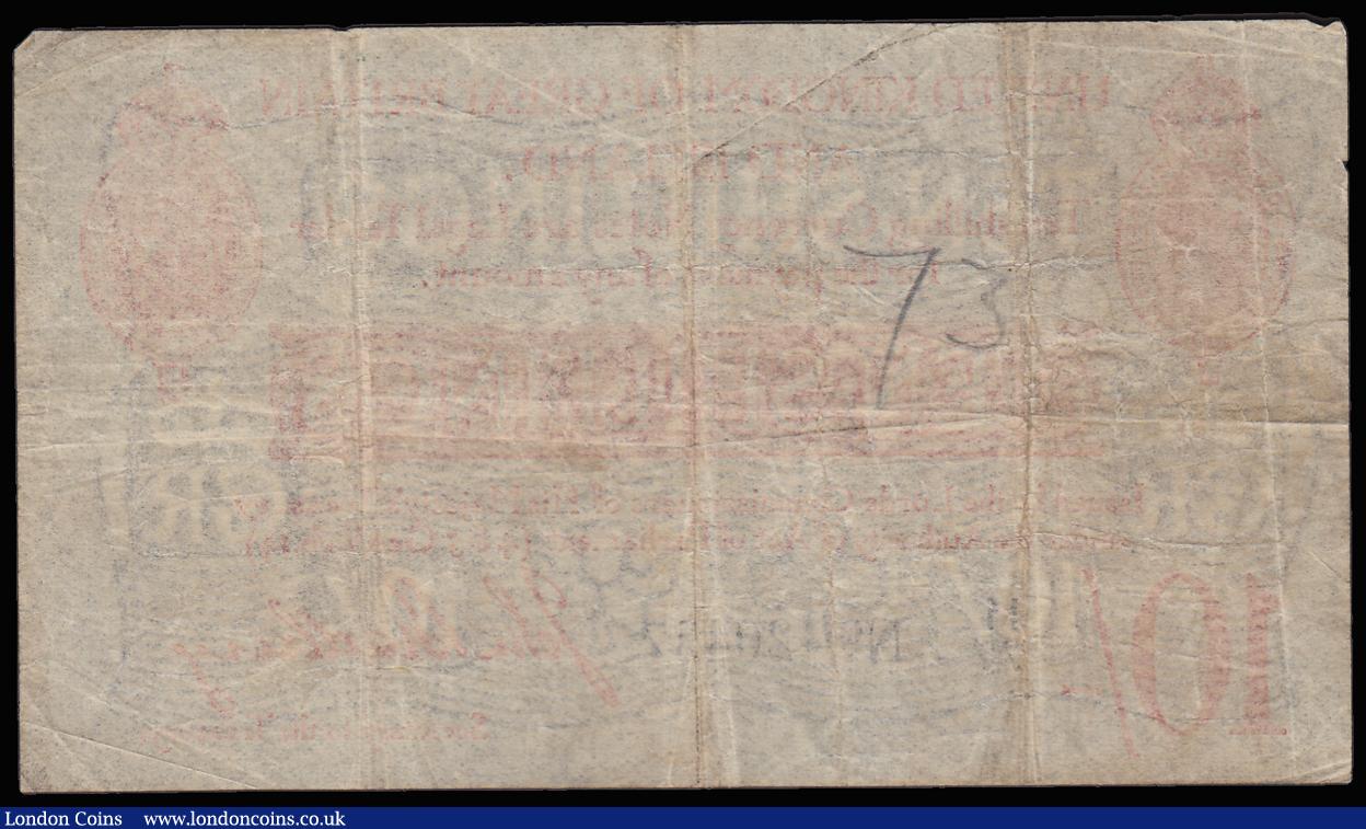 London Coins : A185 : Lot 17 : Ten shillings Bradbury T12.1 M/77 20437 near Fine a number written on the reverse