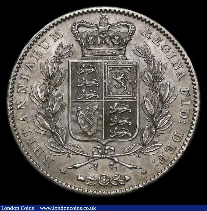 London Coins : A185 : Lot 1720 : Crown 1847 Young Head ESC 286, Bull 2567, UNC or very near so with light cabinet friction, grey tone...