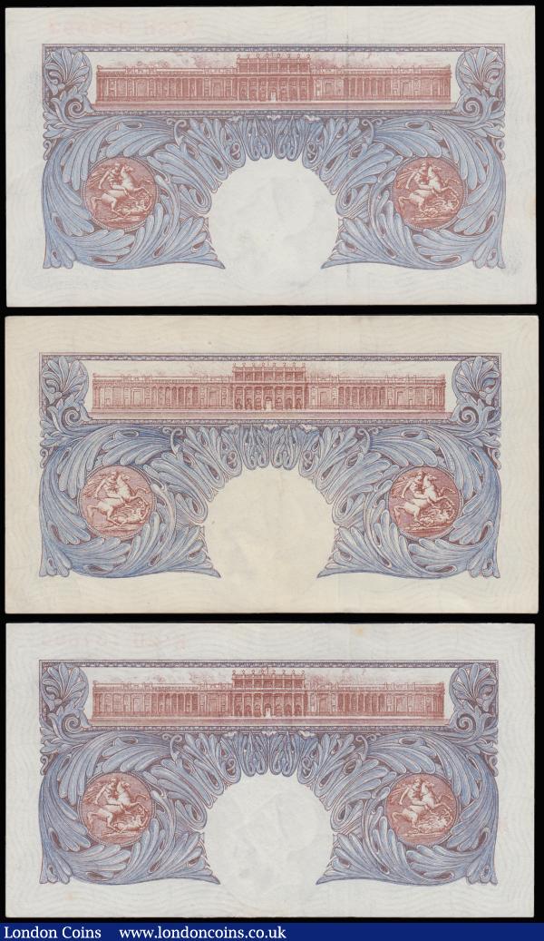 One Pound Peppiatt blue B249 prefix L46E, issued 1940 (3) K92D 134890 EF, T78E 129661 GEF, X02H 369993 AU : English Banknotes : Auction 185 : Lot 174