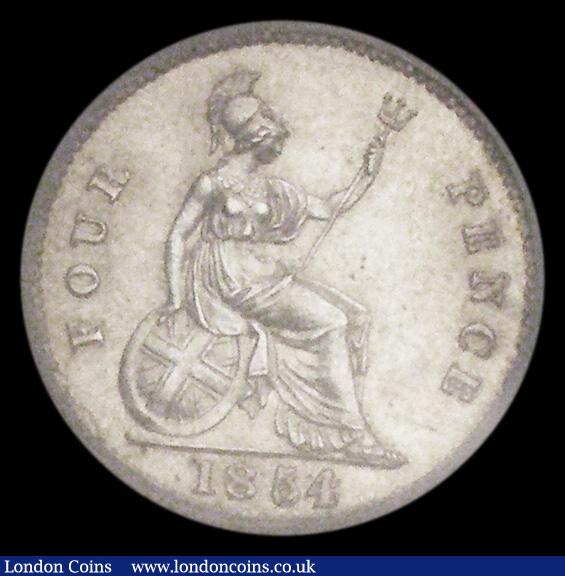 London Coins : A185 : Lot 1758 : Groat 1854 5 over lower 5, LCGS Variety 05, type as ESC 1952, Bull 3351, Lustrous UNC and choice wit...