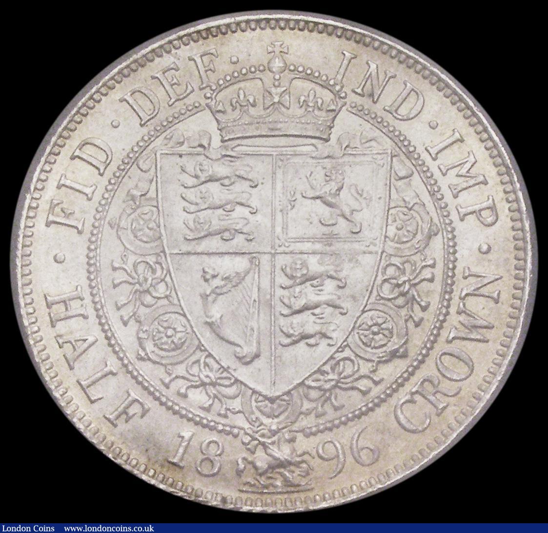 London Coins : A185 : Lot 1782 : Halfcrown 1896 ESC 730, Bull 2782, Davies 669 dies 2B, UNC and almost fully lustrous with hints of a...