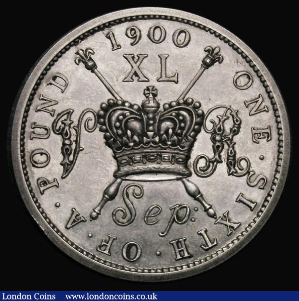 Ireland 40 Pence 1900 Sep: Silver Proof or Pattern, the reverse in the style of the Gunmoney coinage, by Reginald Huth, 34mm diameter with milled edge, X#1, struck to commemorate the visit of Queen Victoria to Ireland, UNC in an LCGS holder and graded LCGS 78, An extremely rare issue and remains the only example seen by us. : English Coins : Auction 185 : Lot 1787
