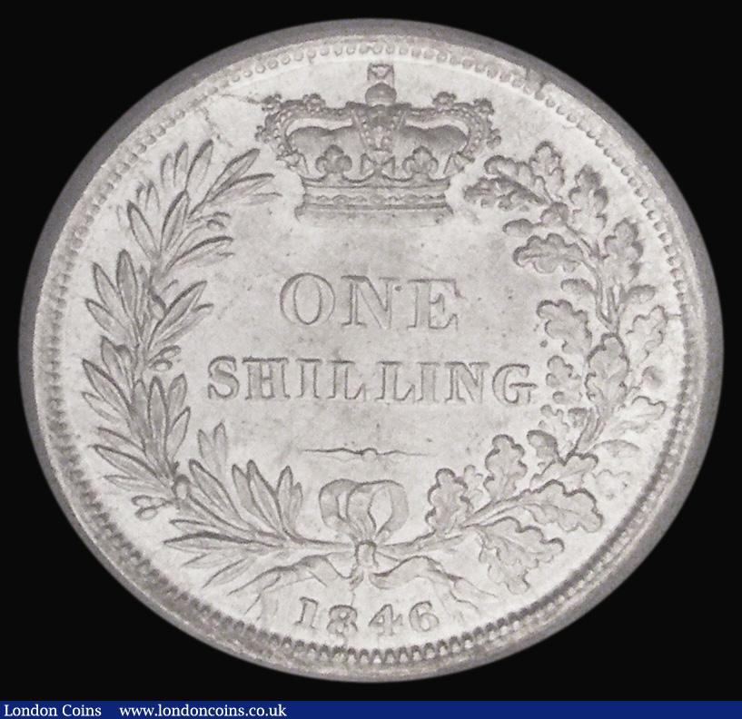 London Coins : A185 : Lot 1791 : Shilling 1846 ESC 1293, Bull 2992 UNC a choice and boldly struck example with full lustre, an except...