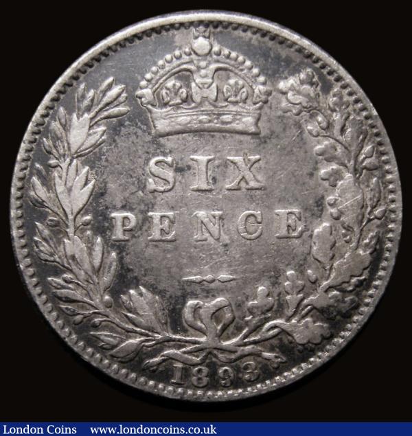 Sixpence 1893 Jubilee Head ESC 1761, Bull 3284, Fine, in an LCGS holder and graded LCGS 30, a very rare issue and missing from many Sixpence collections : English Coins : Auction 185 : Lot 1837
