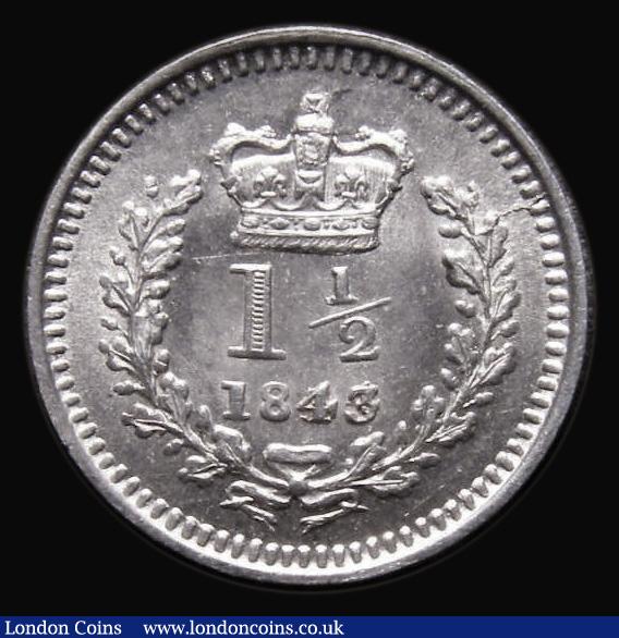 London Coins : A185 : Lot 1847 : Threehalfpence 1843 43 over 34 ESC 2259B, Bull 3470 AU/UNC lustrous and attractively toned, in an LC...