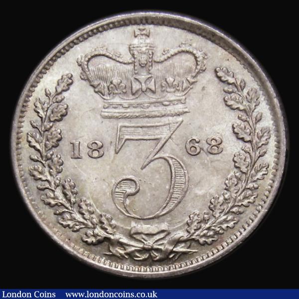 Threepence 1868 ESC 2075B, Bull 3412, Choice UNC with subtle gold and blue/green tone over original lustre, in an LCGS holder and graded LCGS 85 : English Coins : Auction 185 : Lot 1850