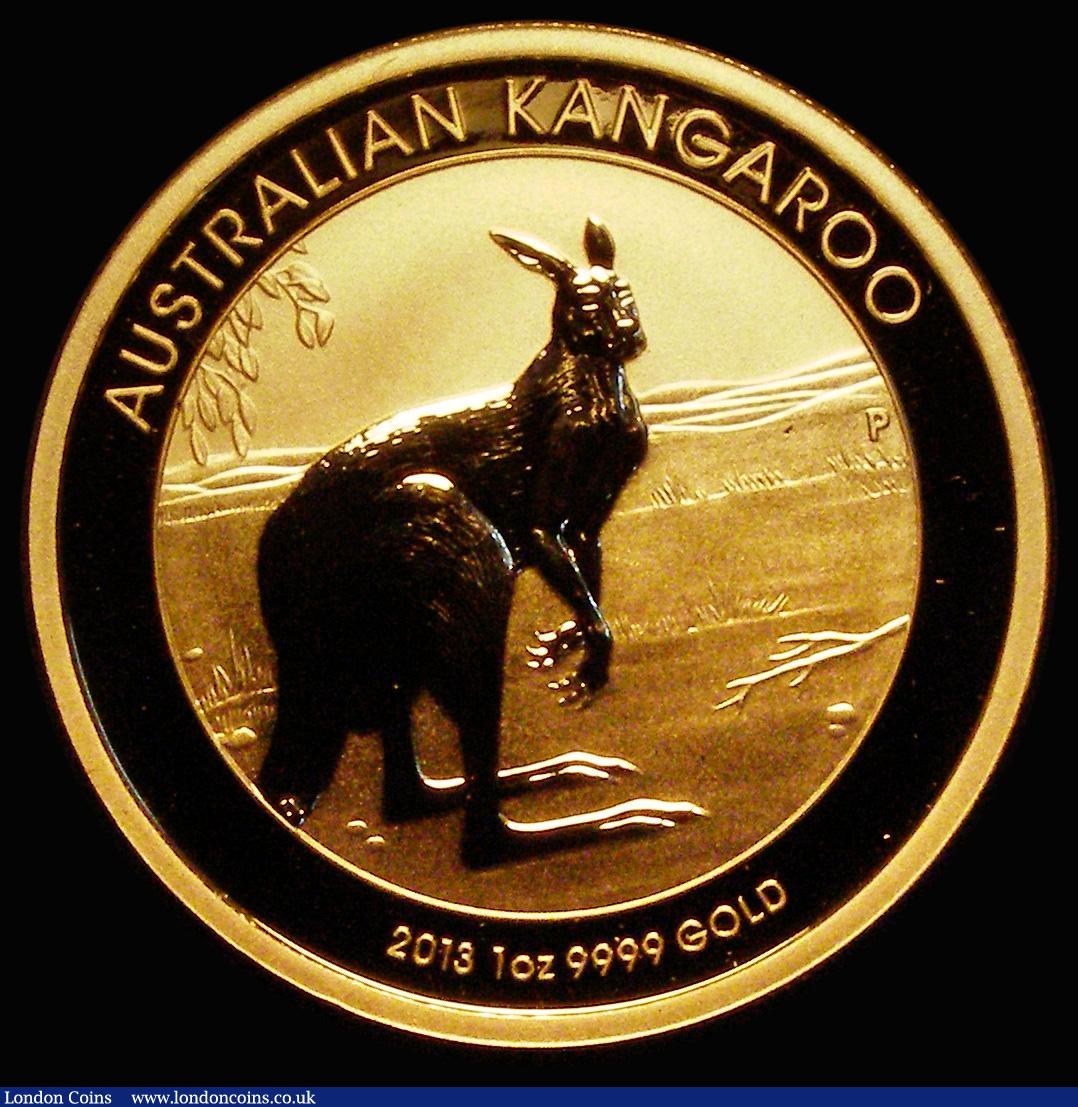 London Coins : A185 : Lot 1865 : Australia $100 Gold Kangaroo 2013P Reverse: Kangaroo standing looking right, KM#1992, Gold One Ounce...