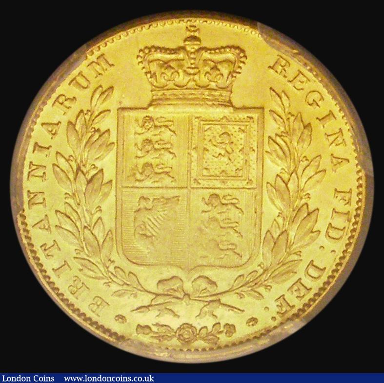 London Coins : A185 : Lot 1883 : Sovereign 1845 Marsh 28B, S.3852, in a PCGS holder and graded AU58