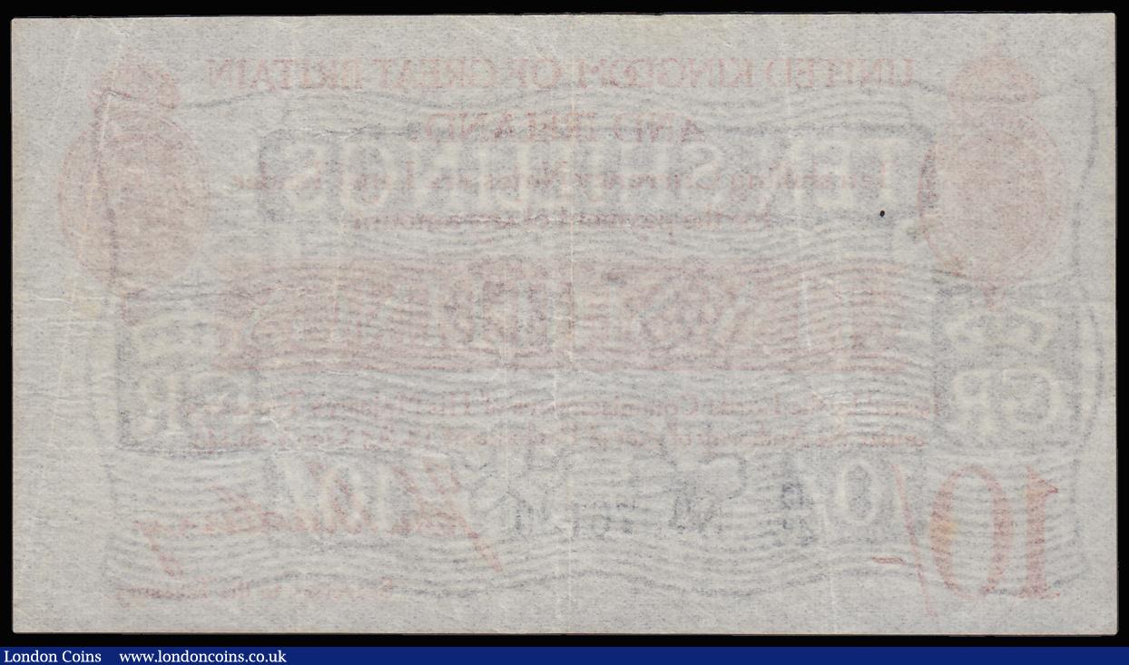 London Coins : A185 : Lot 19 : Ten Shillings Bradbury T12.1 issued 1915, series D/47 76130, portrait King George V at top left, (Pi...