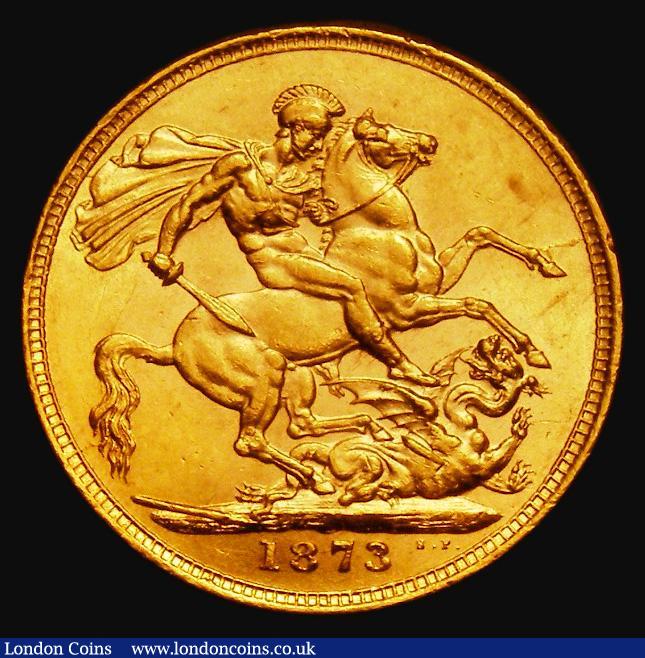 London Coins : A185 : Lot 1919 : Sovereign 1873 George and the Dragon, Marsh 86, S.3856A, GEF and lustrous, in an LCGS holder and gra...